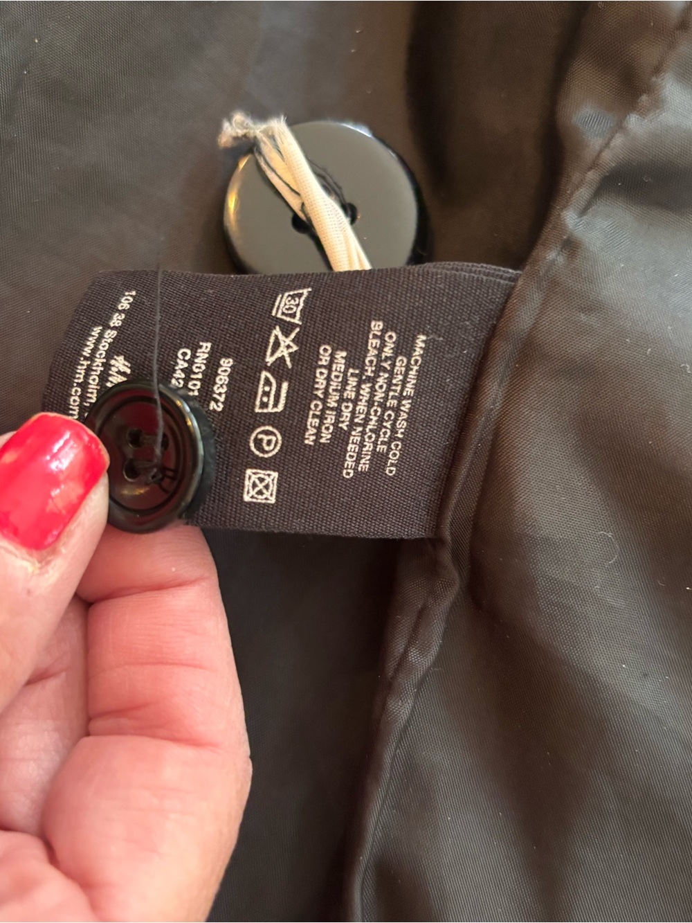 H&M Black Wool Blend Double-Breasted Coat  (Fits S/M) - Picture 7 of 8